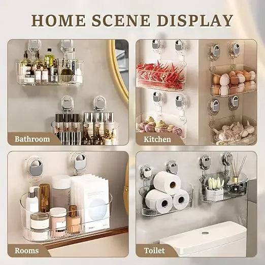 Punch-Free Suction Cup Bathroom Storage Shelf - 7