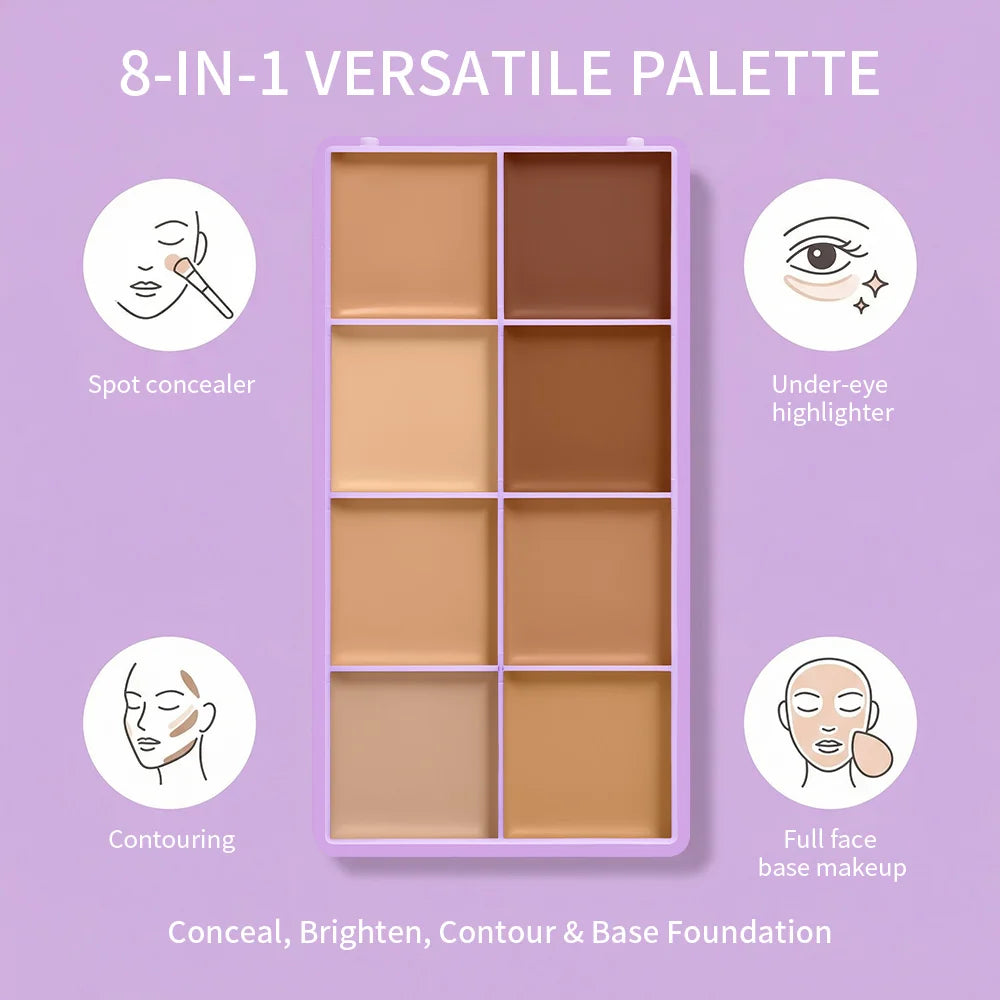 8-Shade Cream Concealer and Contouring Palette Set - 4
