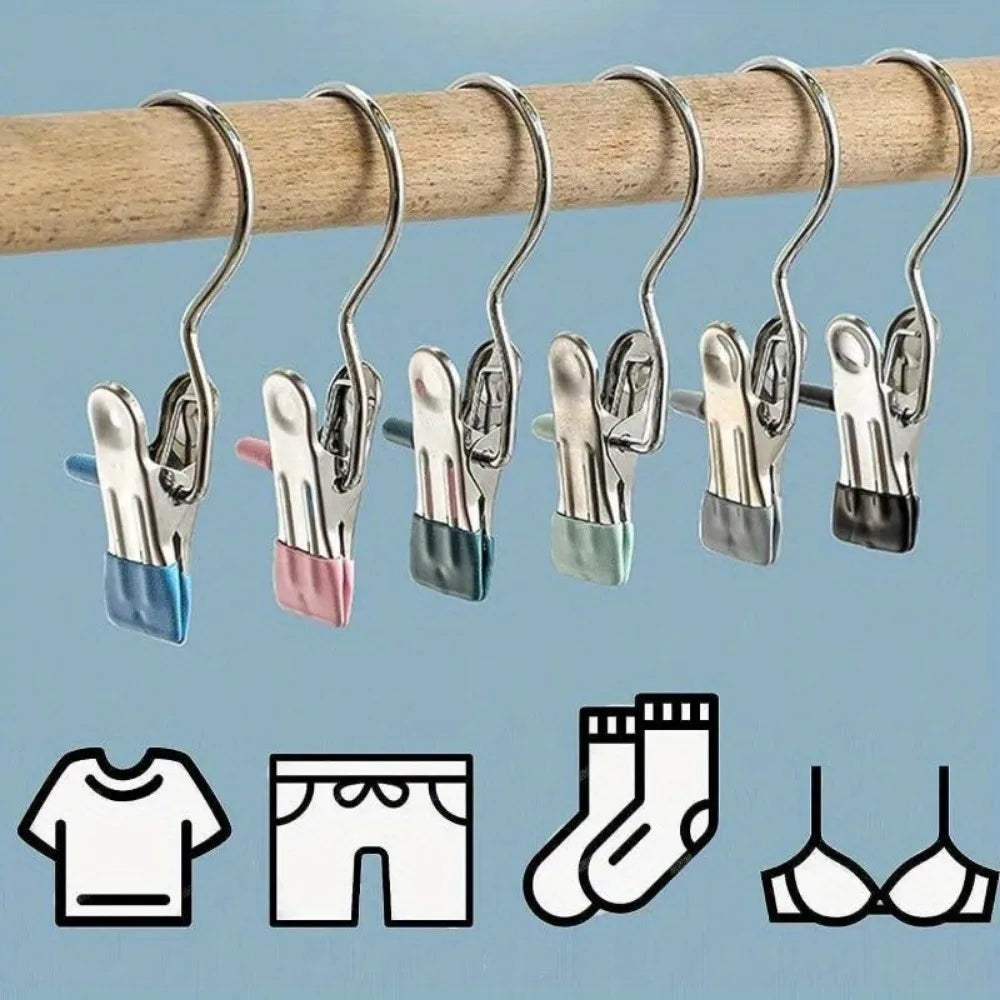 Portable Stainless Steel Laundry Hanger Clips for Closet Organization