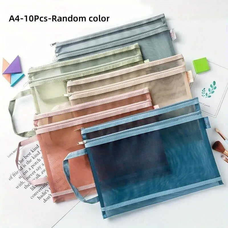 Transparent Double-Layer Mesh Document Storage Bag - 16