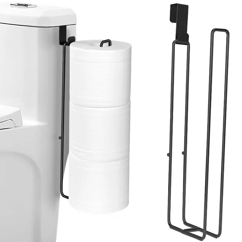 Hanging Toilet Paper Holder No Drill Wall Mount Bathroom Tissue Rack - 1