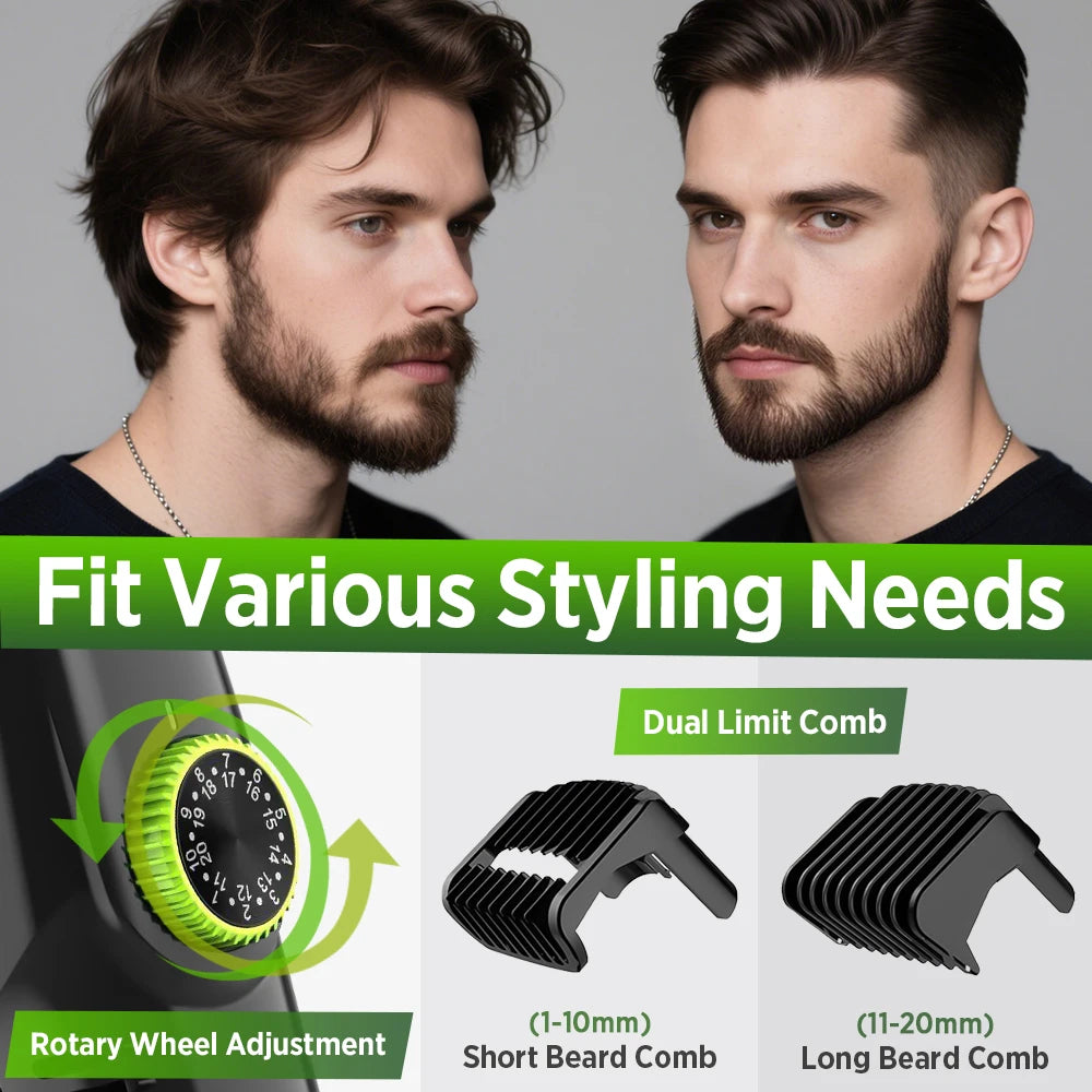 Cordless Vacuum Beard Trimmer for Precise Grooming