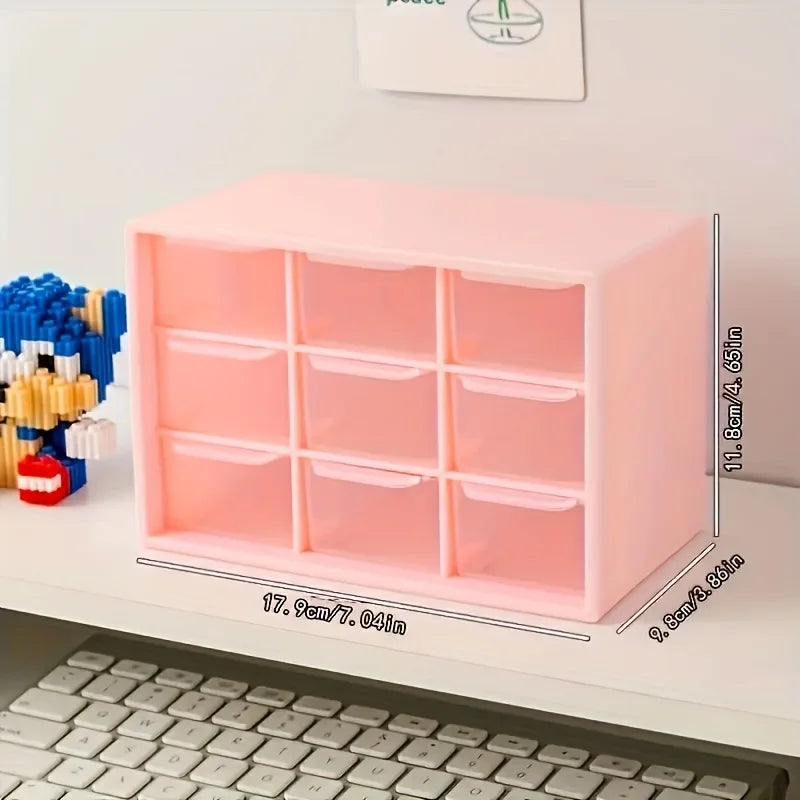 9-Drawer Stackable Desktop Organizer for Makeup and Crafts