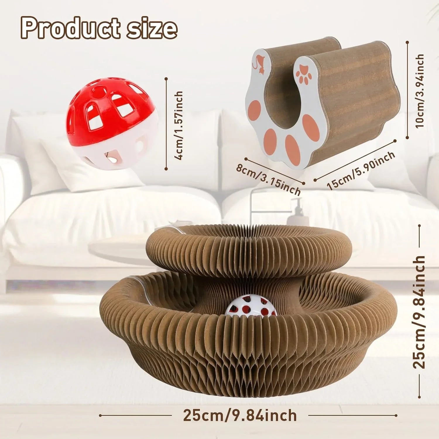 Interactive Foldable Cat Scratching Board with Play Ball - 6
