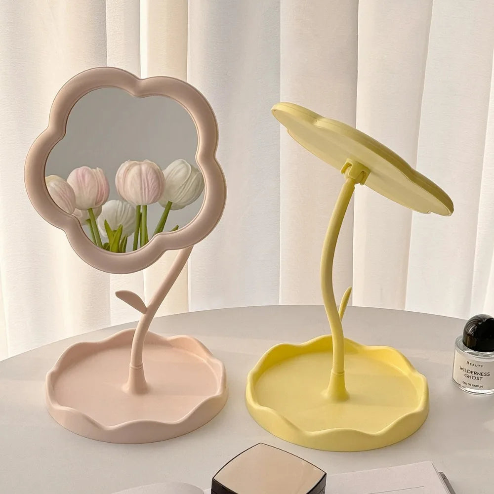 Sunflower Vanity Makeup Mirror with Storage Tray Desktop Swivel Mirror - 7