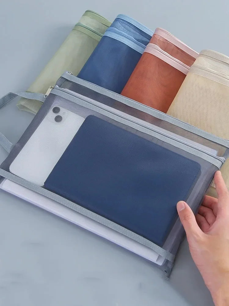 Transparent Double-Layer Mesh Document Storage Bag