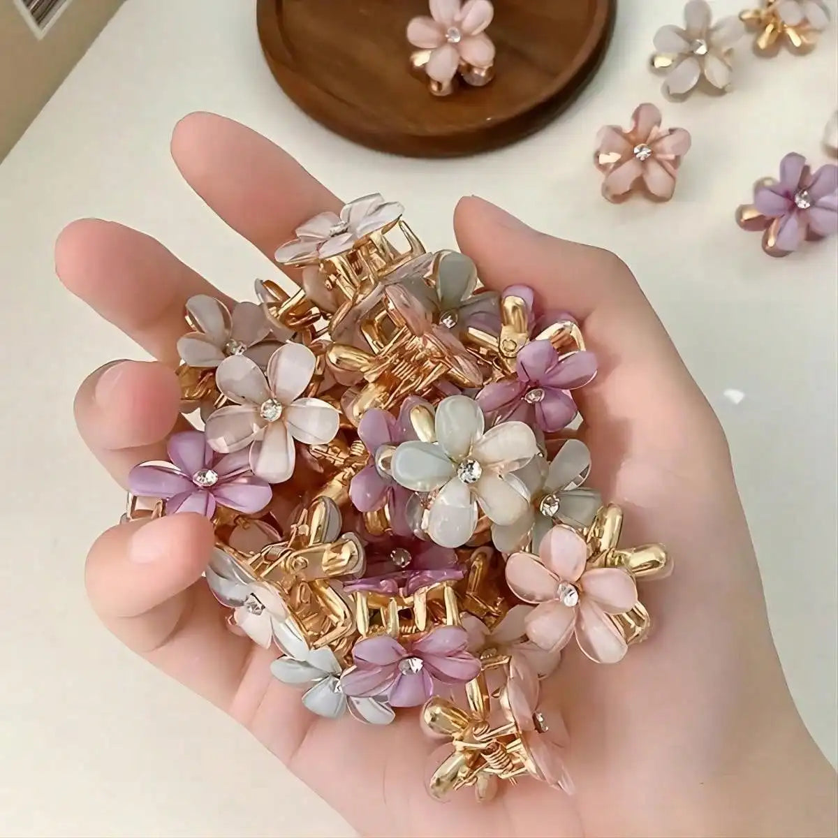 10pcs Fairy Flower Hair Claw Clips Cute Floral Mini Hair Accessories
