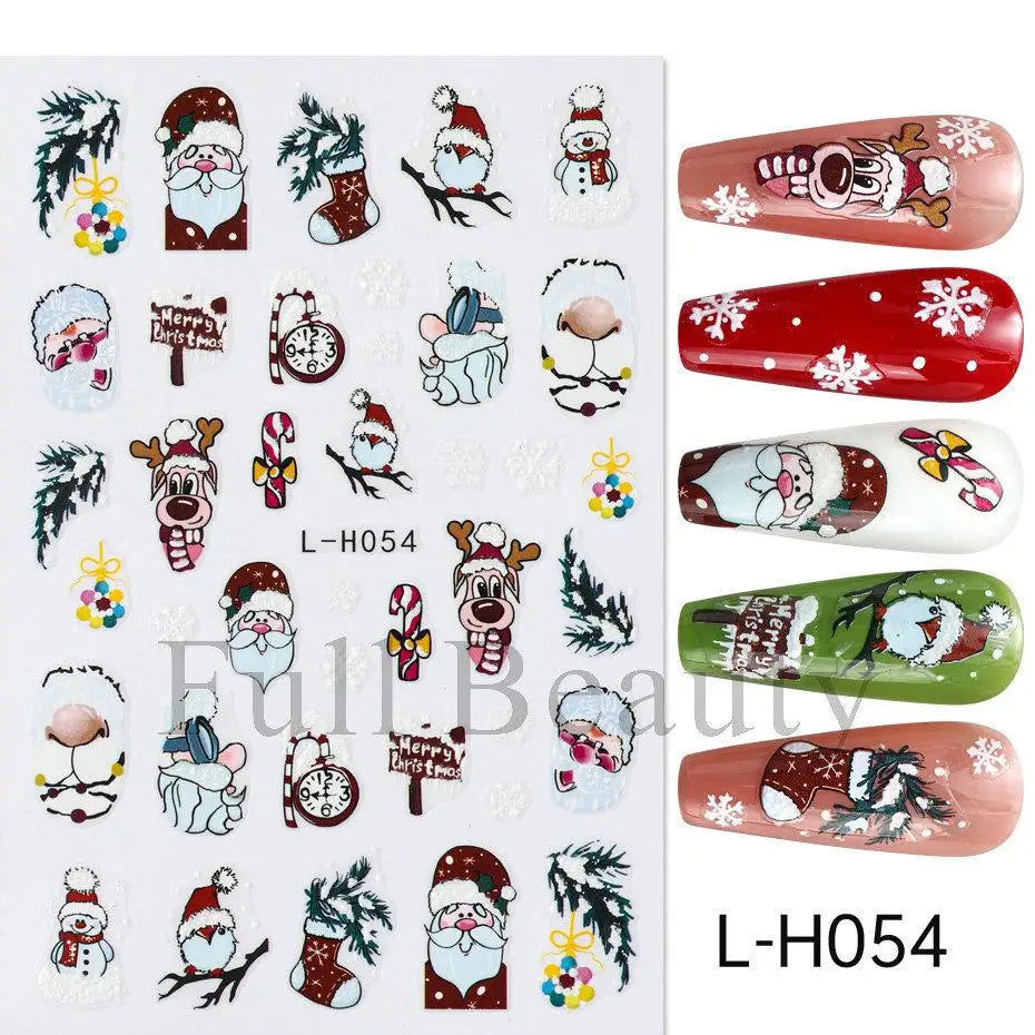 3D Christmas Cartoon Self-Adhesive Nail Art Decal Stickers