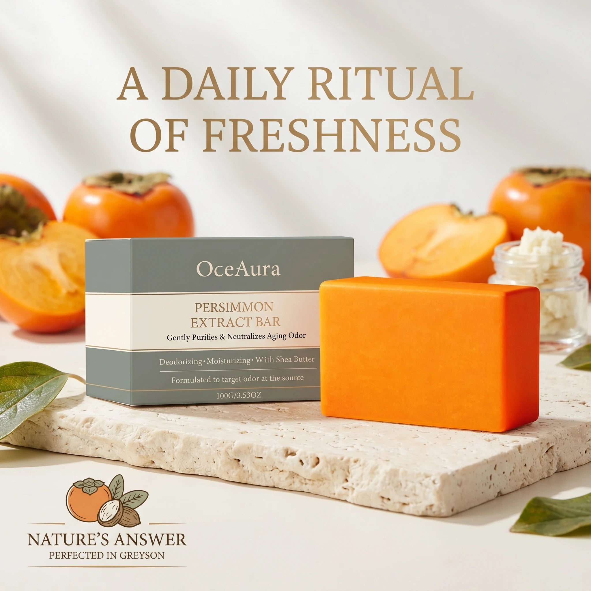 Natural Persimmon Deodorizing Body Soap for Aging Odor - 4