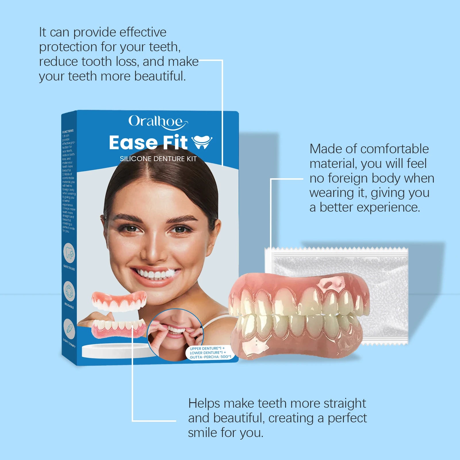 Comfortable Silicone Denture Set for Natural Smile and Chewing - 11