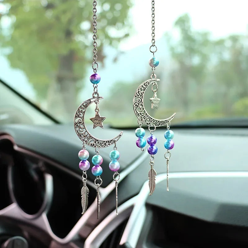 Dreamcatcher Moon and Star Rearview Mirror Car Pendant - 8