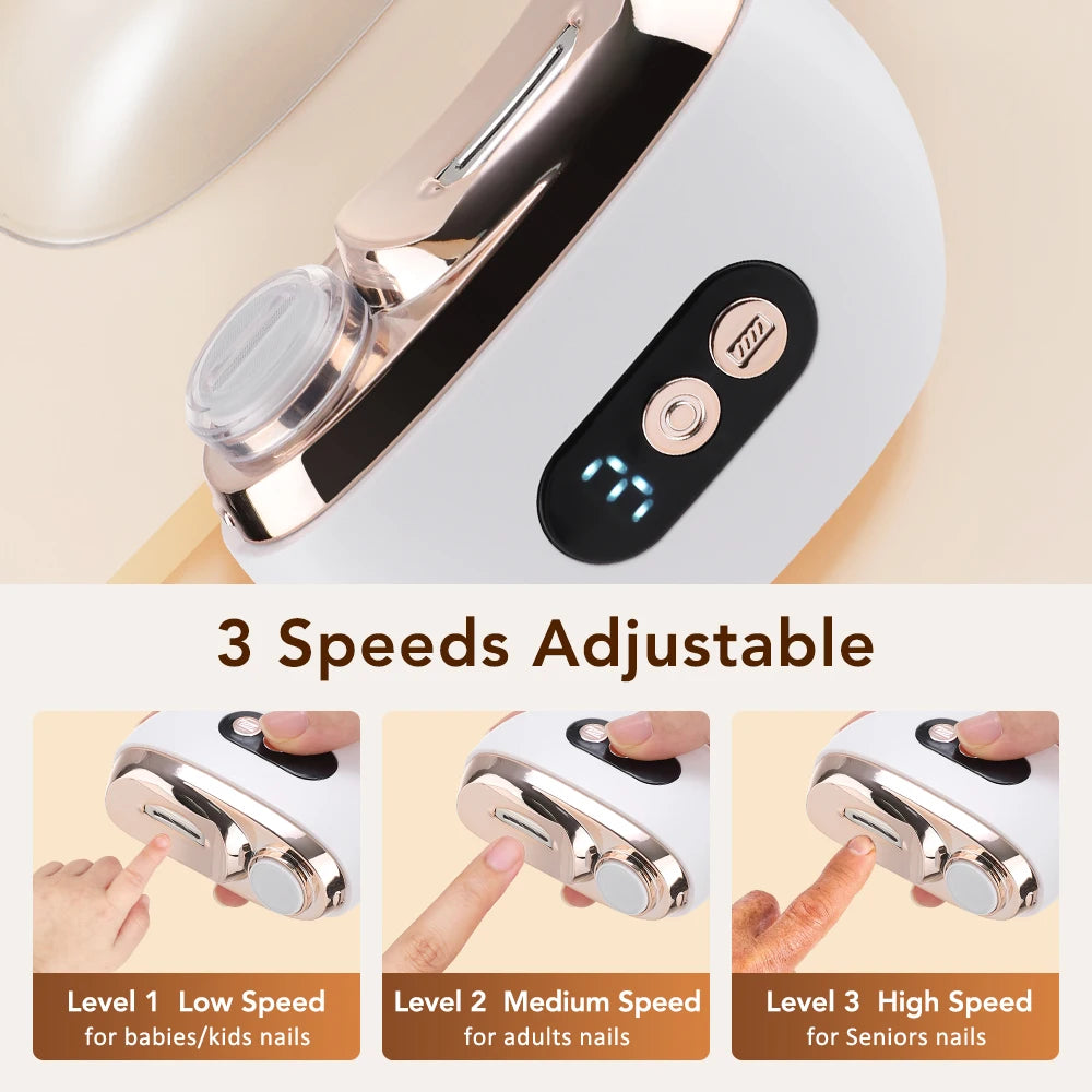 Electric 2-in-1 Nail Trimmer and Polisher with LED Display
