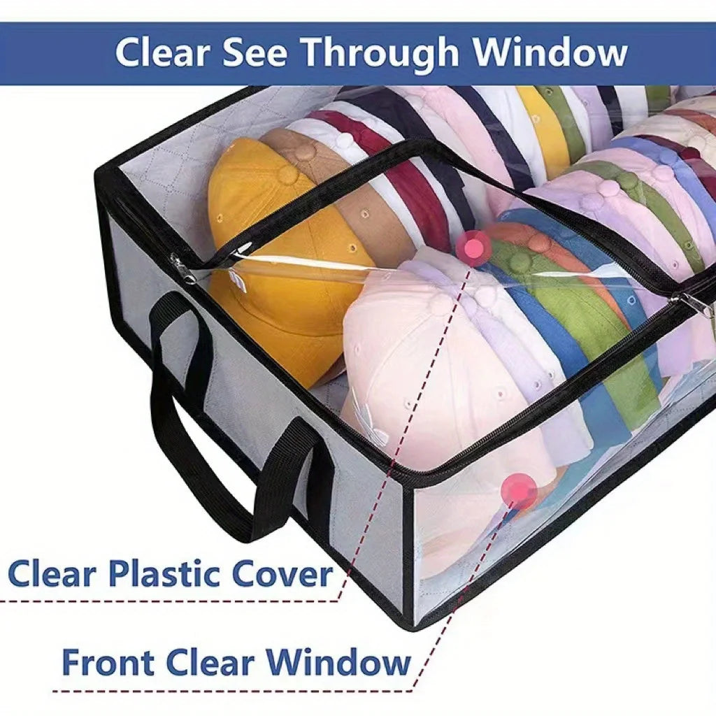 Extra-Large Foldable Hat Storage Box with Clear Viewing Window - 14
