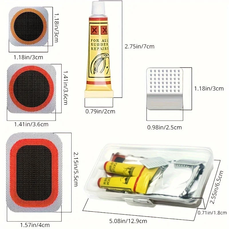 Bike Tire Puncture Repair Kit with Vulcanizing Patches and Tools - 2
