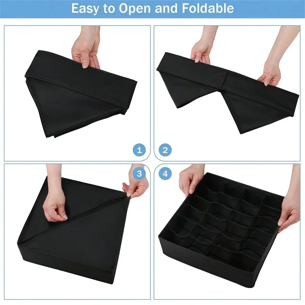 Foldable 24-Compartment Drawer Organizer for Underwear and Socks - 12