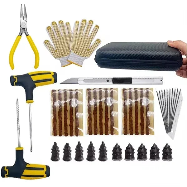 Emergency Universal Tire Repair Kit with Puncture Plug Tools - 9