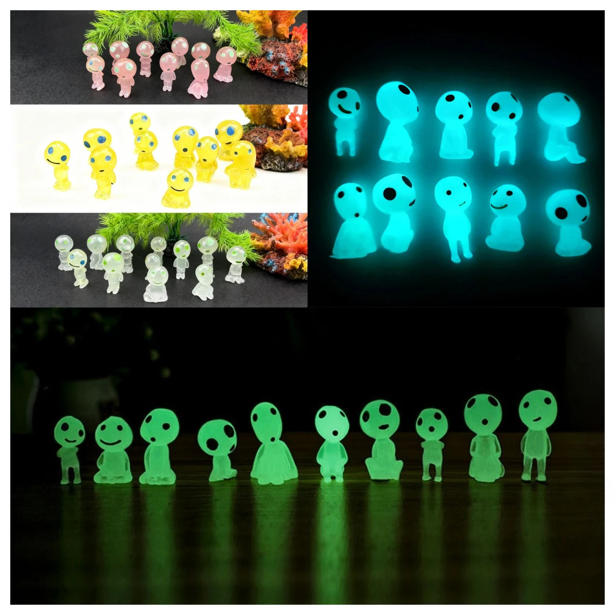 10pcs Luminous Tree Spirit Figurines Glowing Miniature Garden Statues