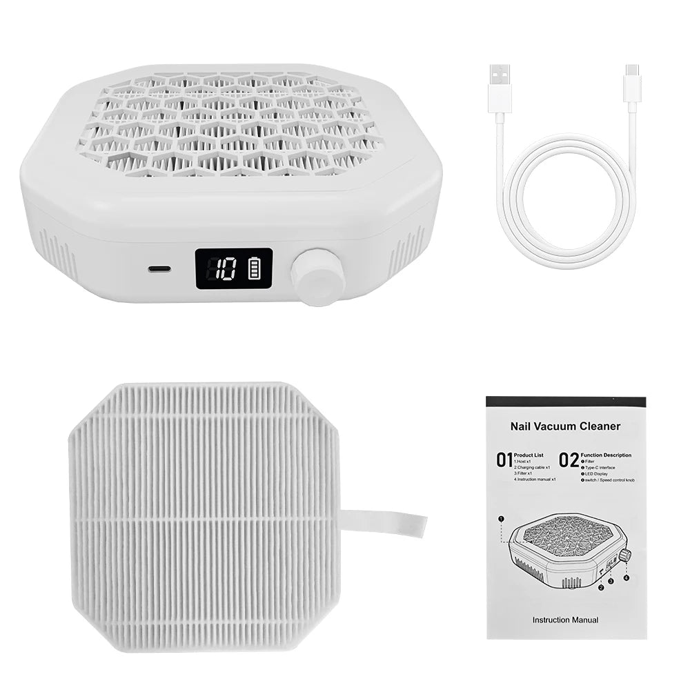 Cordless Rechargeable Nail Dust Collector with Powerful Suction - 18