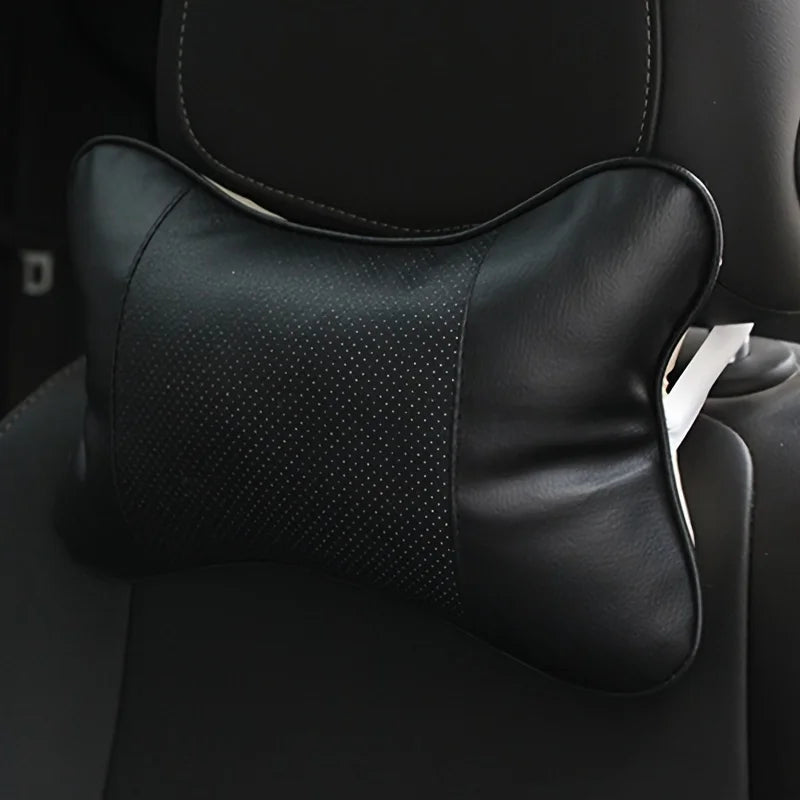 Ergonomic PU Leather Car Neck Pillow for Pain Relief