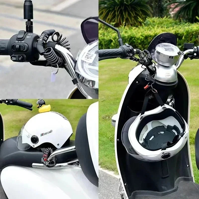 4-Digit Portable Combination Cable Lock for Helmets and Bicycles