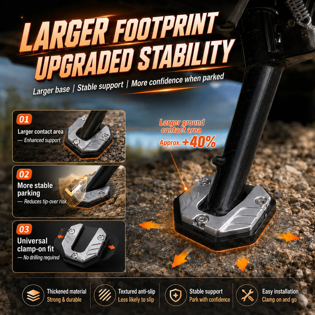 Motorcycle Kickstand Support Pad for Stable Parking