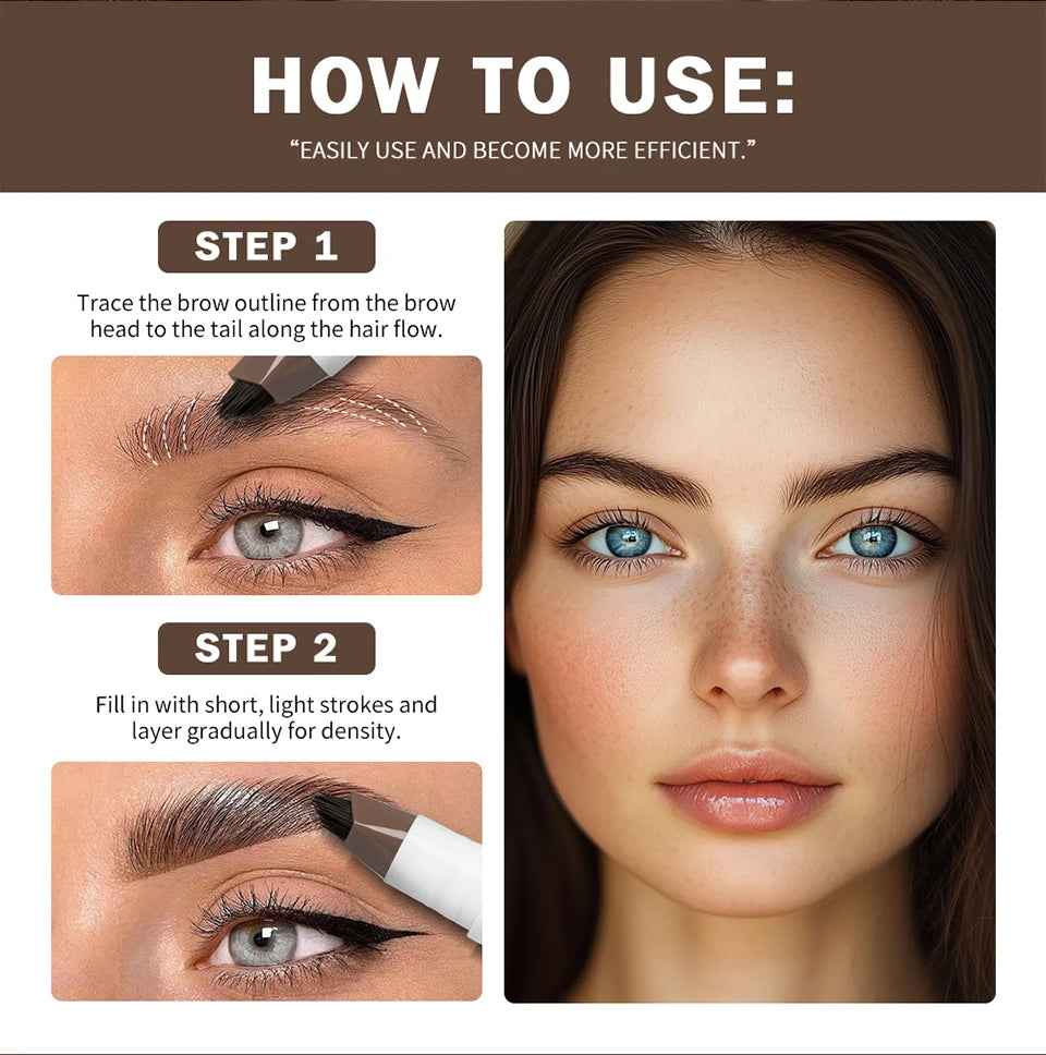 Waterproof Multi-Fork Liquid Eyebrow Pen for Natural Brows - 16