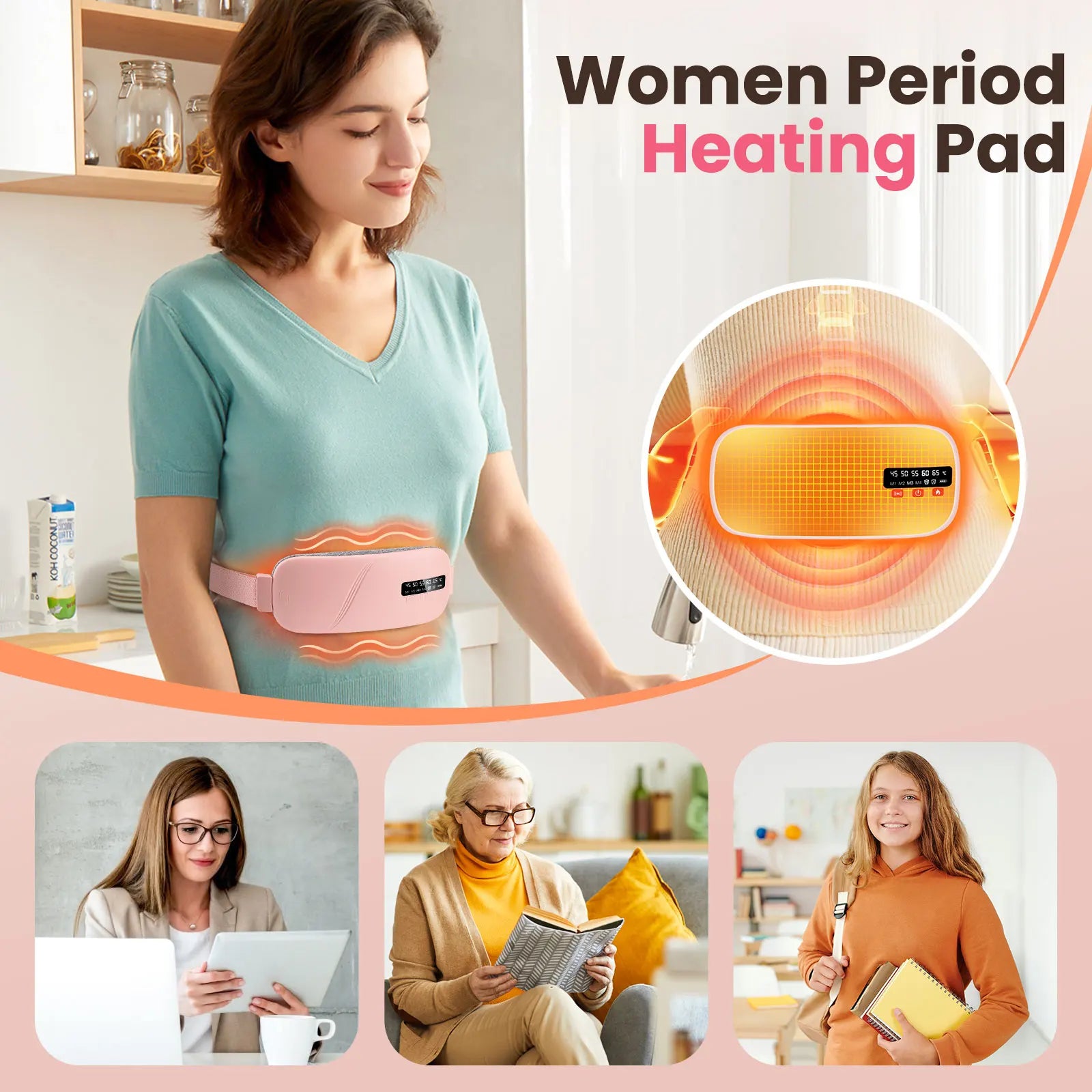 Cordless Menstrual Heating Pad with Vibration Massage - 9