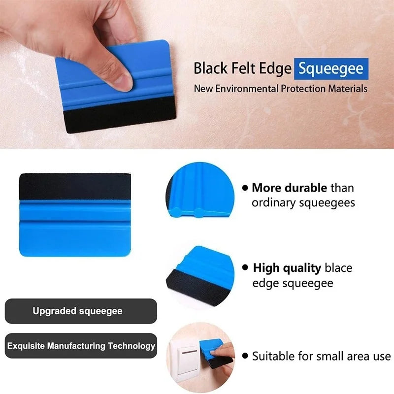 Vinyl Wrap Squeegee Tool with Felt Edge for Car Decals and Window Tint