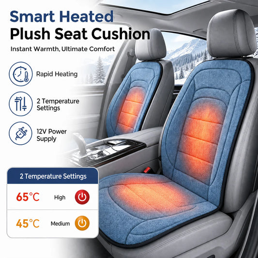 Heated Lambswool Car Seat Cushion for Winter Driving