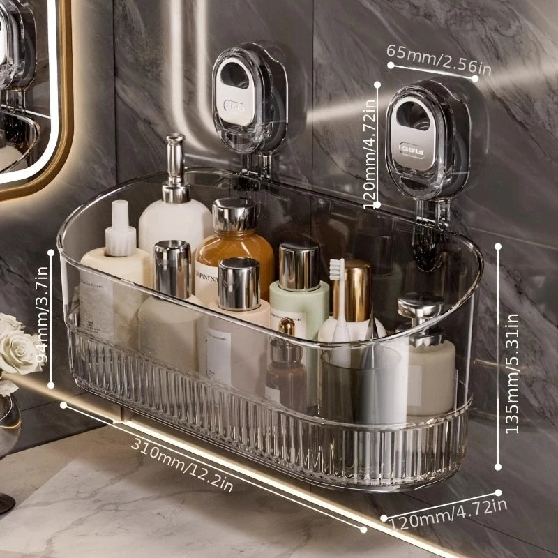 Punch-Free Suction Cup Bathroom Storage Shelf - 13