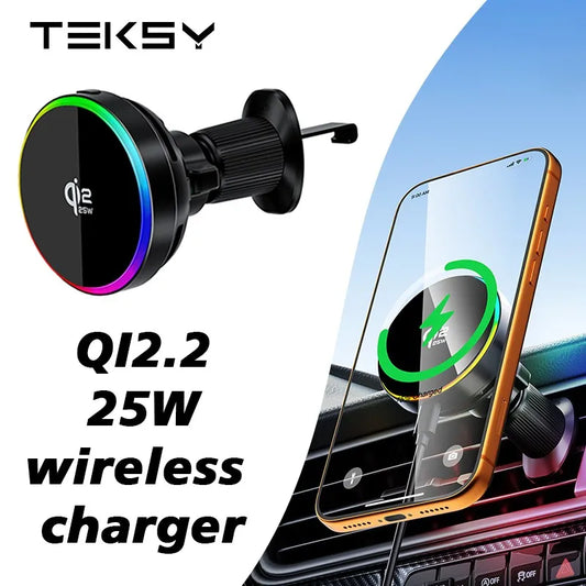 Magnetic RGB Wireless Fast Car Charger for Smartphones