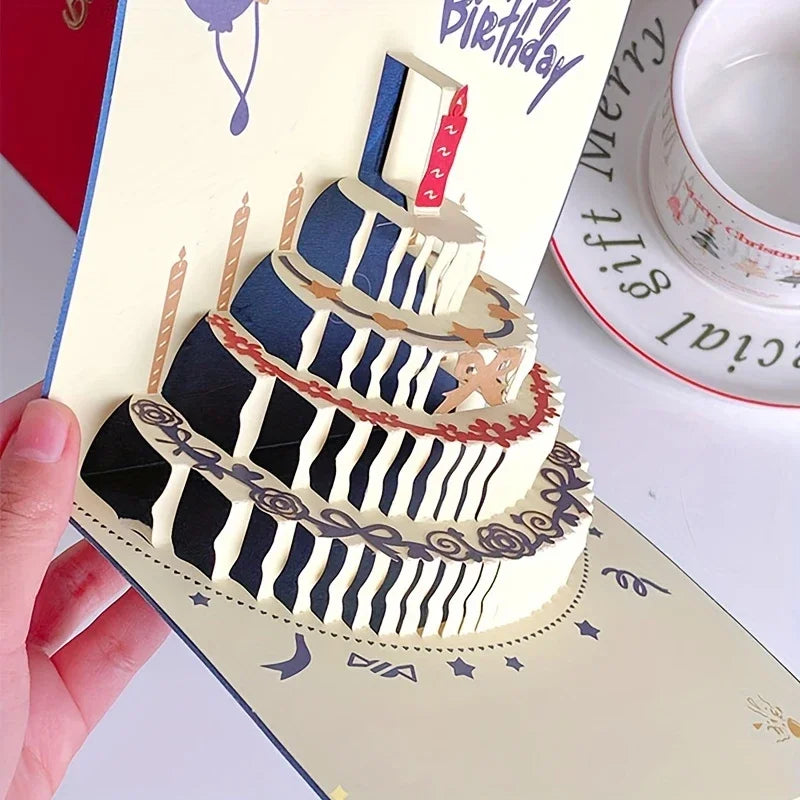 3D Pop-Up Birthday Cake Greeting Card - 3