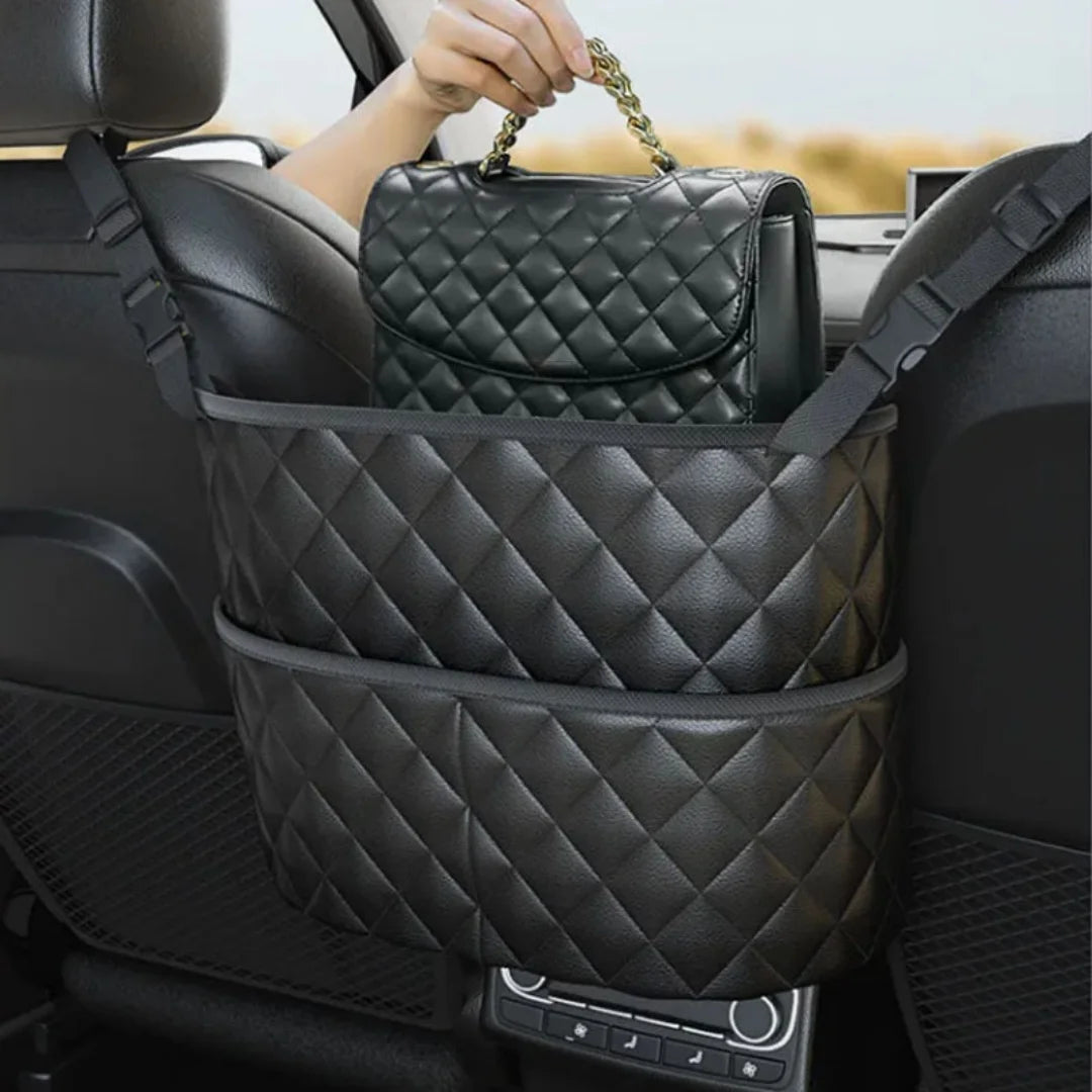 PU Leather Car Seat Back Storage Organizer Bag - 9