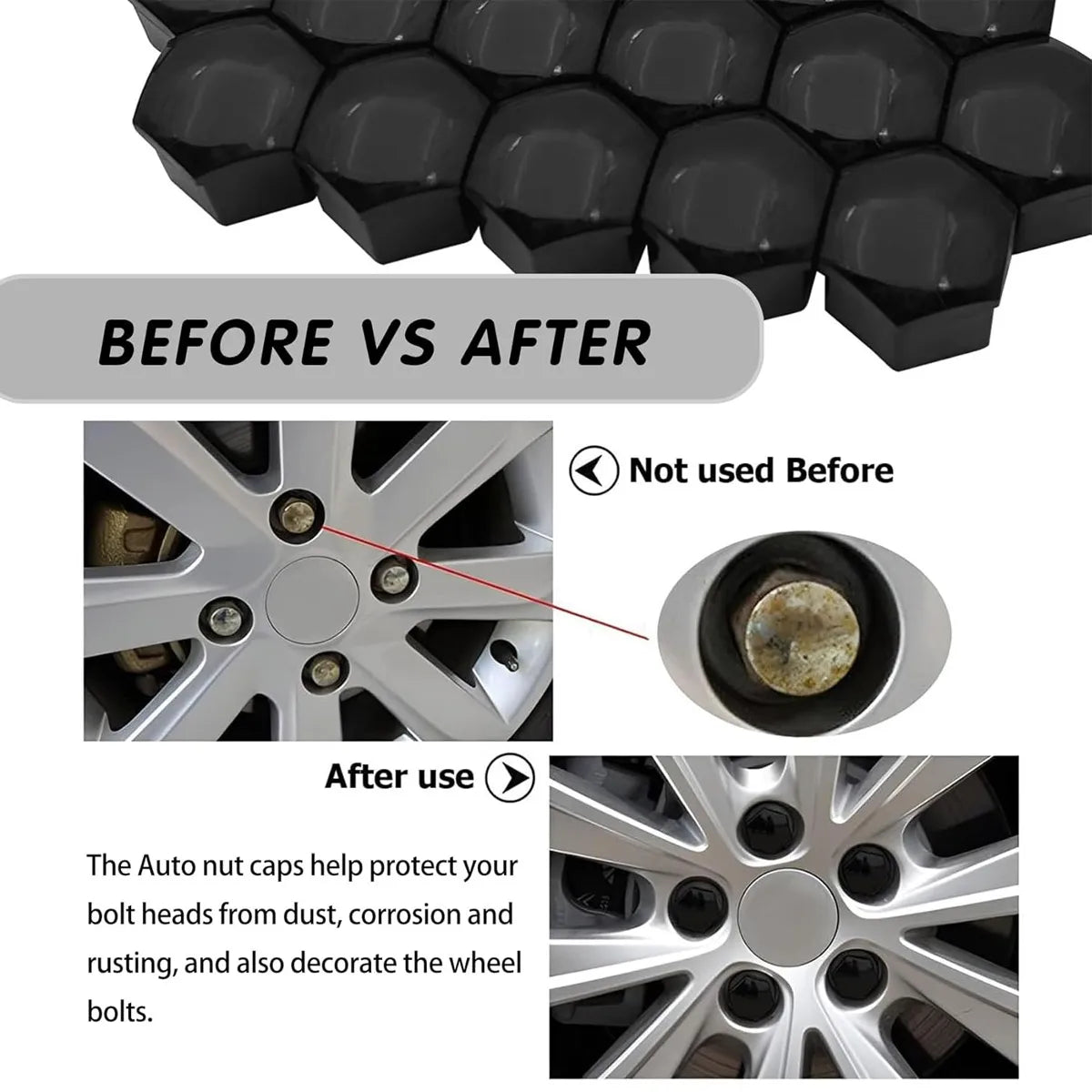 Protective Car Wheel Nut Covers for Bolt Rust Prevention