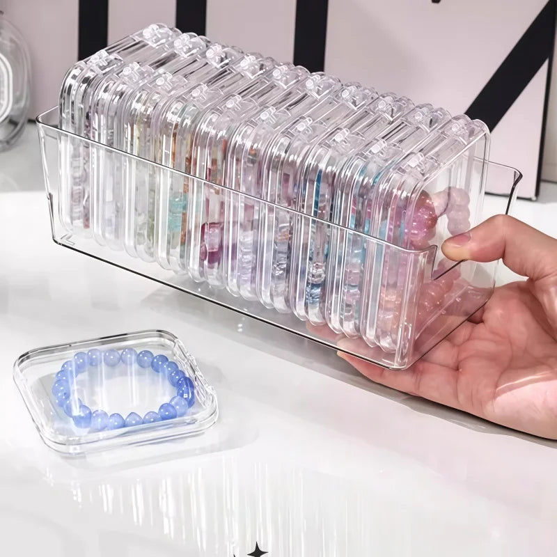 10Pcs Clear Stackable Storage Boxes for Jewelry and Crystal Bracelets