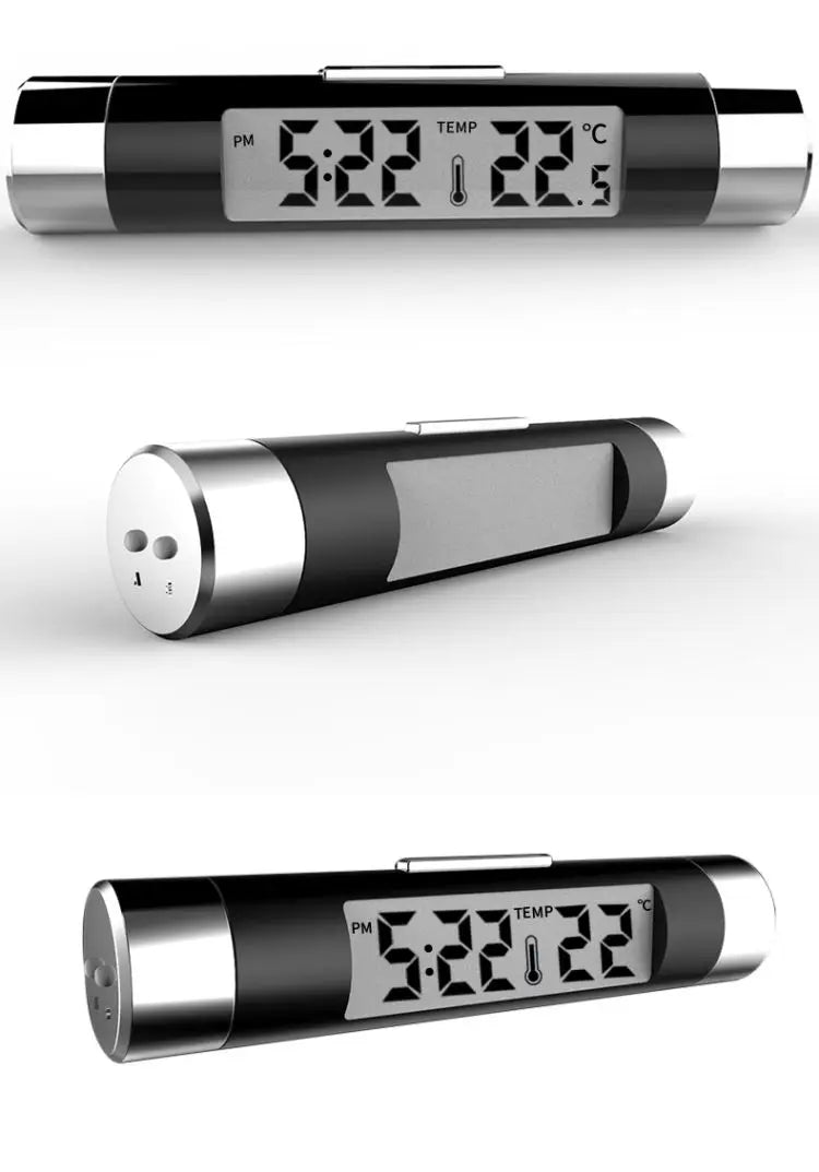 Digital Car Air Vent Clock and Thermometer with LED Backlight - 12