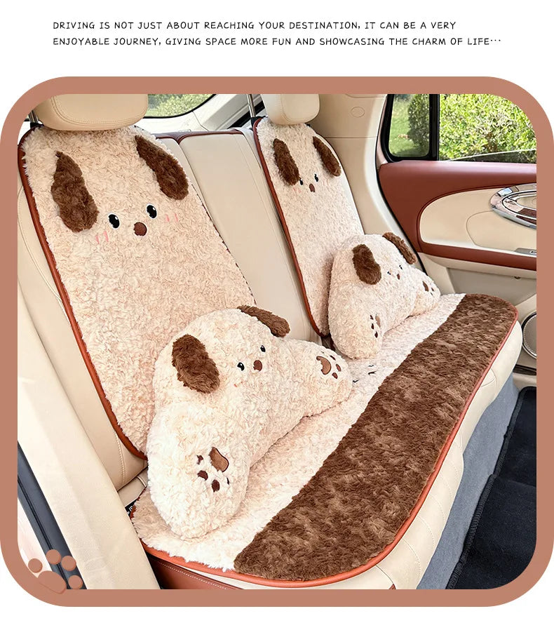 Cute Cartoon Animal Plush Car Seat Cushion and Pillow Set - 17