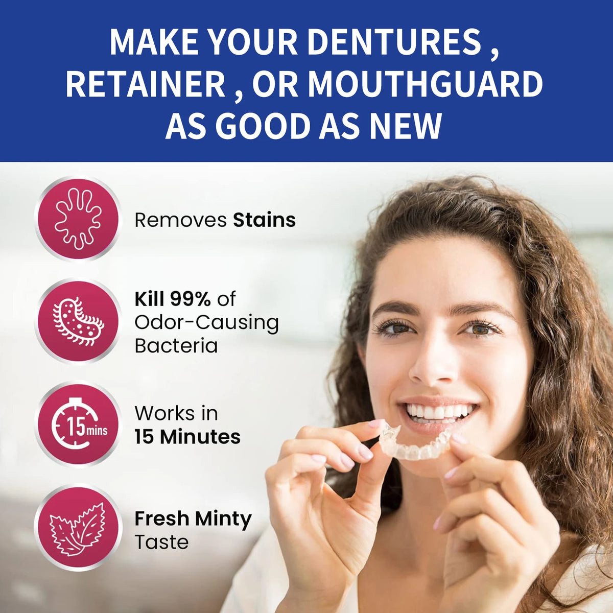 Denture and Retainer Cleaning Tablets for Deep Stain Removal