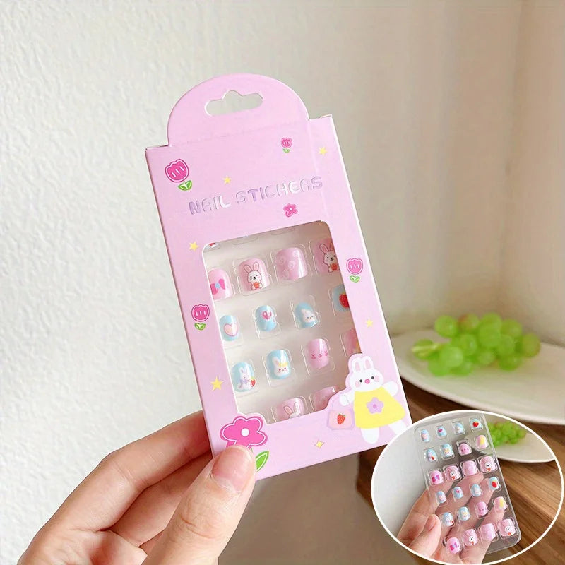 Cute Cartoon Press-On Nails for Kids - 8