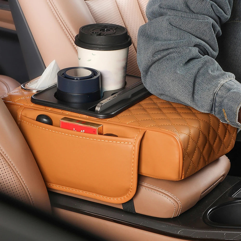 Multifunctional Car Armrest Organizer with Cup Holder and Storage