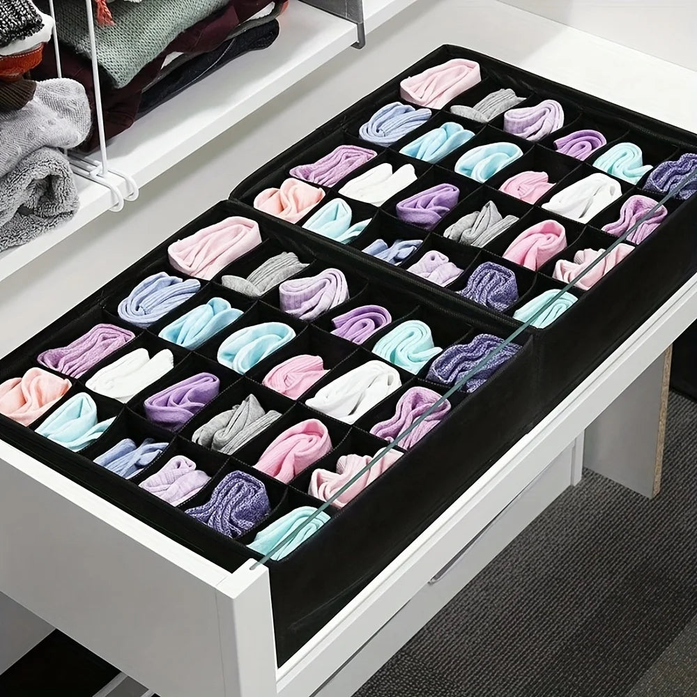 Foldable 24-Compartment Drawer Organizer for Underwear and Socks