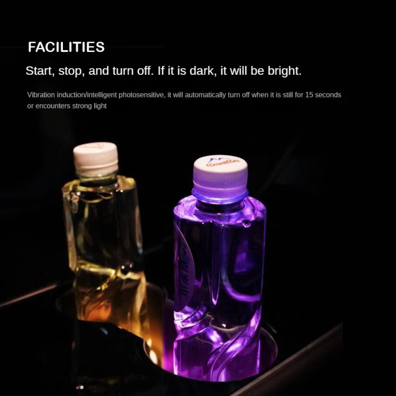 7-Color LED Car Cup Holder Coaster with Motion Sensor