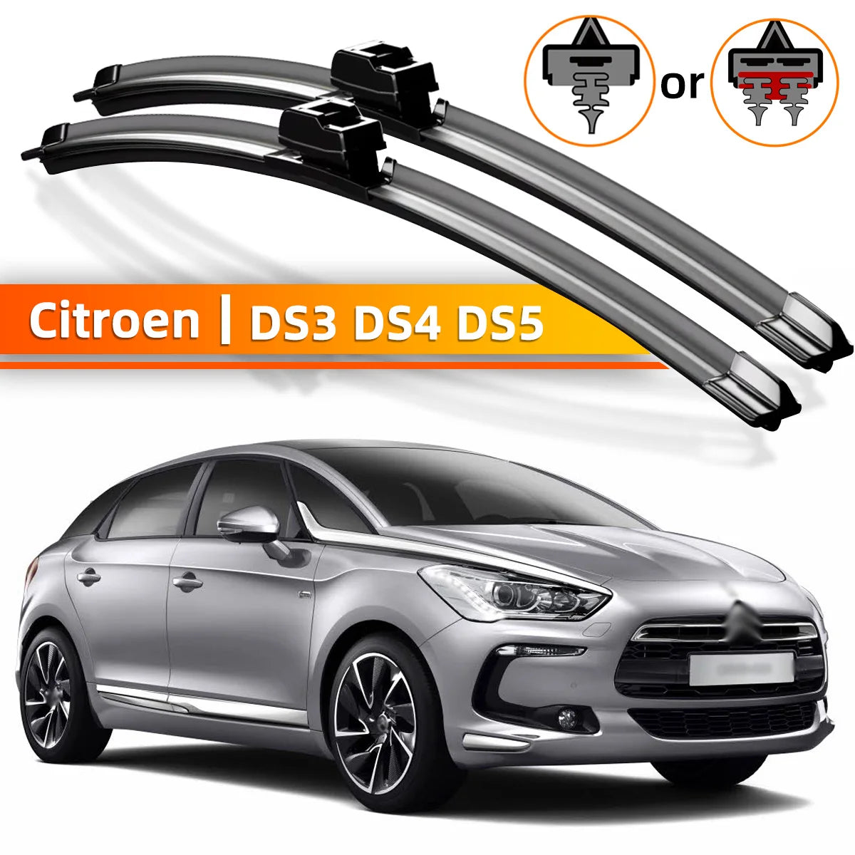 Front Windshield Wiper Blade Set for Citroen DS3 DS4 DS5 - 1