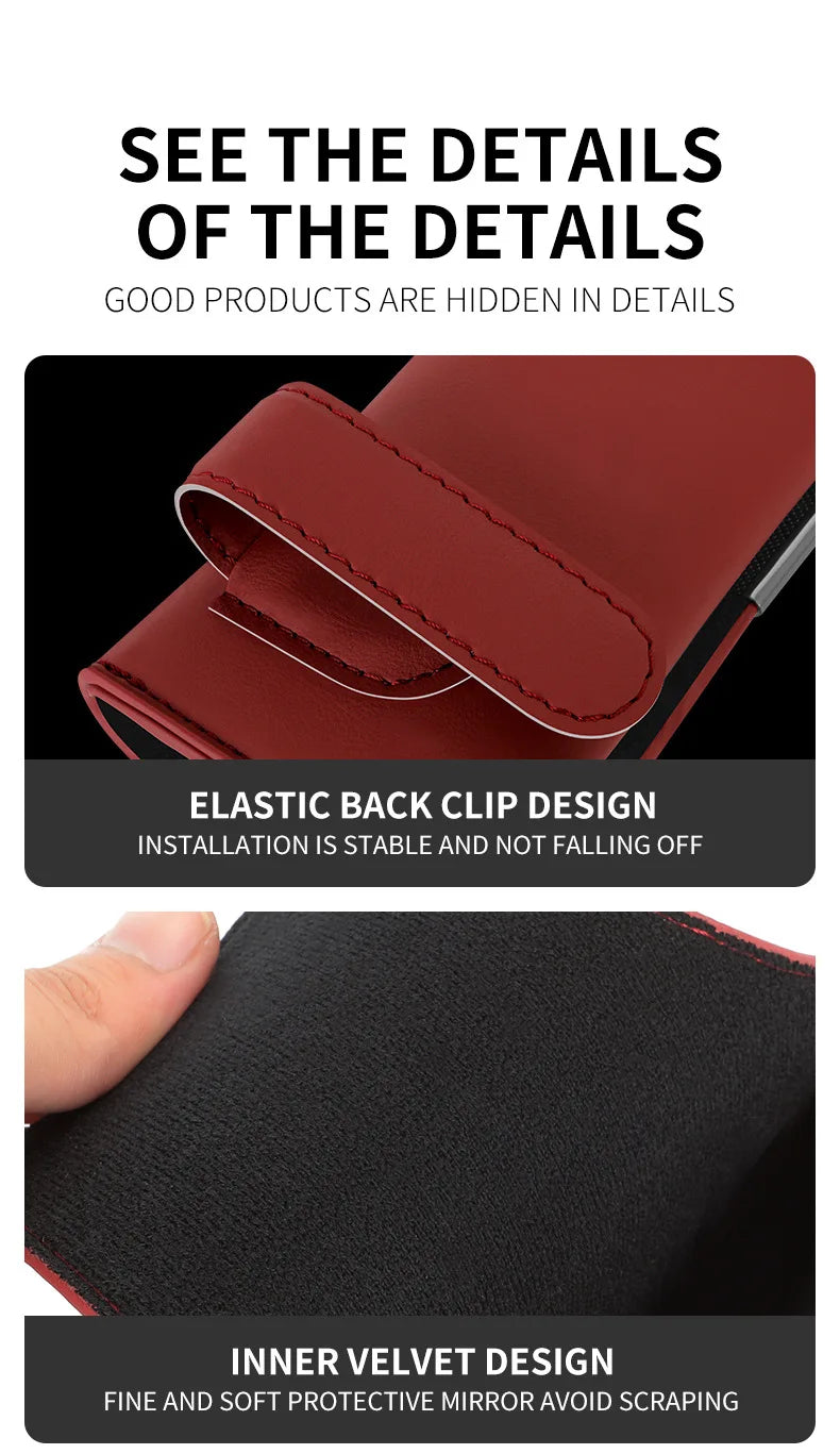 Leather Car Sun Visor Sunglasses and Eyeglasses Holder Case - 16