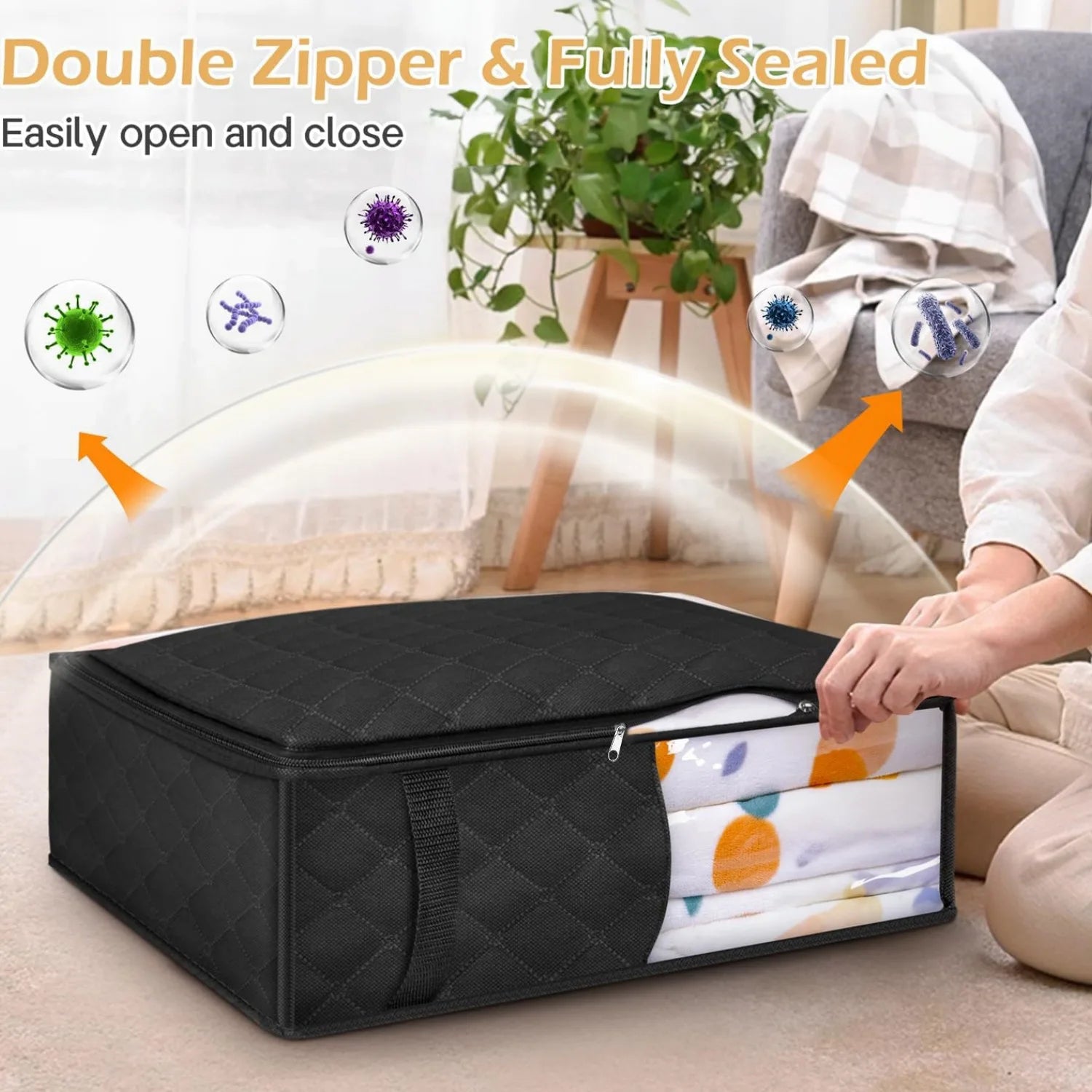 Foldable Bedding and Clothing Storage Organizer with Clear Window - 7