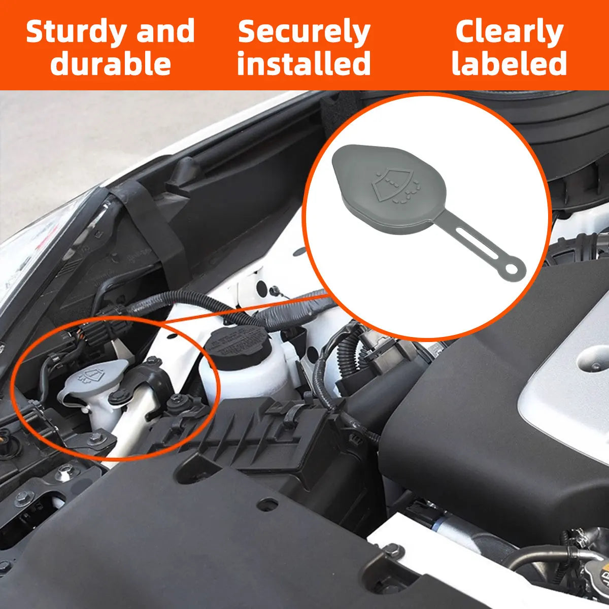 Windshield Washer Fluid Reservoir Tank Cap Cover - 3