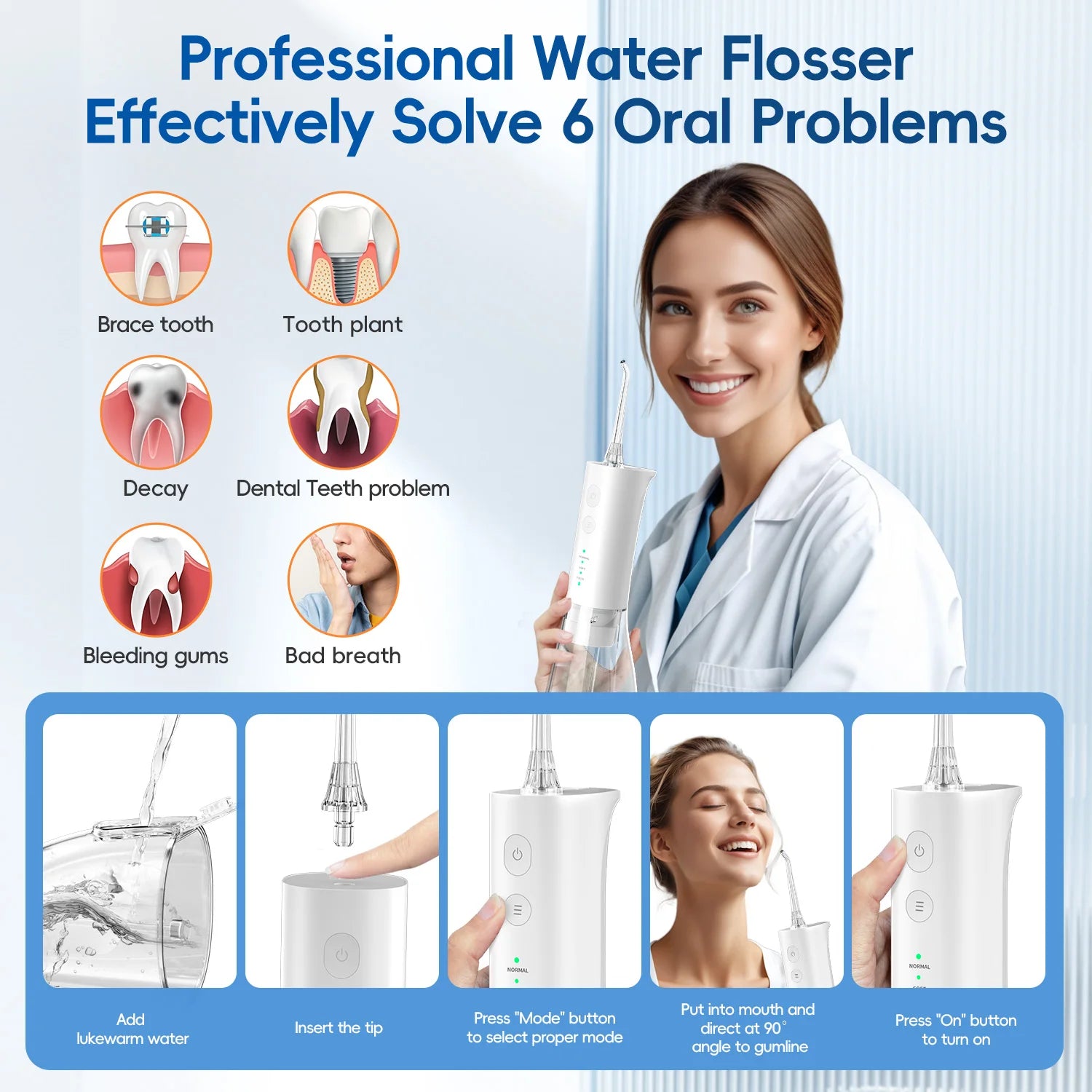 Portable Rechargeable Oral Water Flosser for Deep Teeth Cleaning - 5