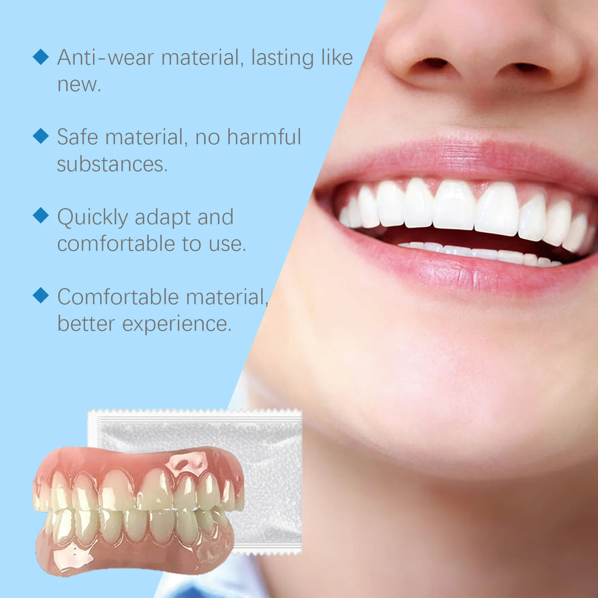 Comfortable Silicone Denture Set for Natural Smile and Chewing