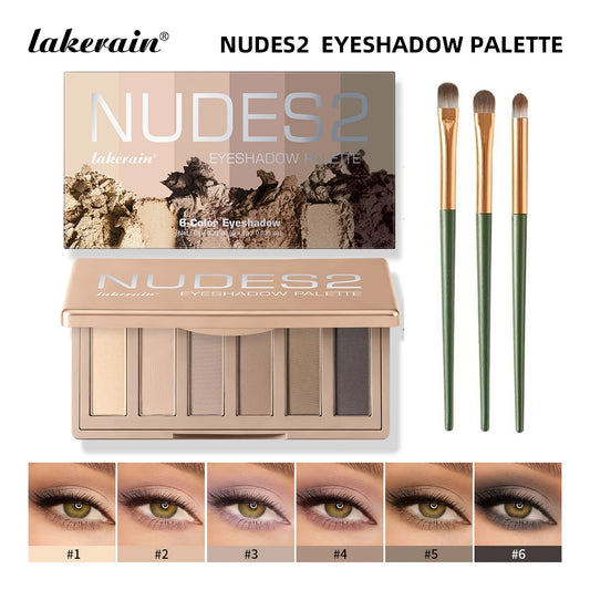 6-Color Nude Eyeshadow Palette with Makeup Brushes