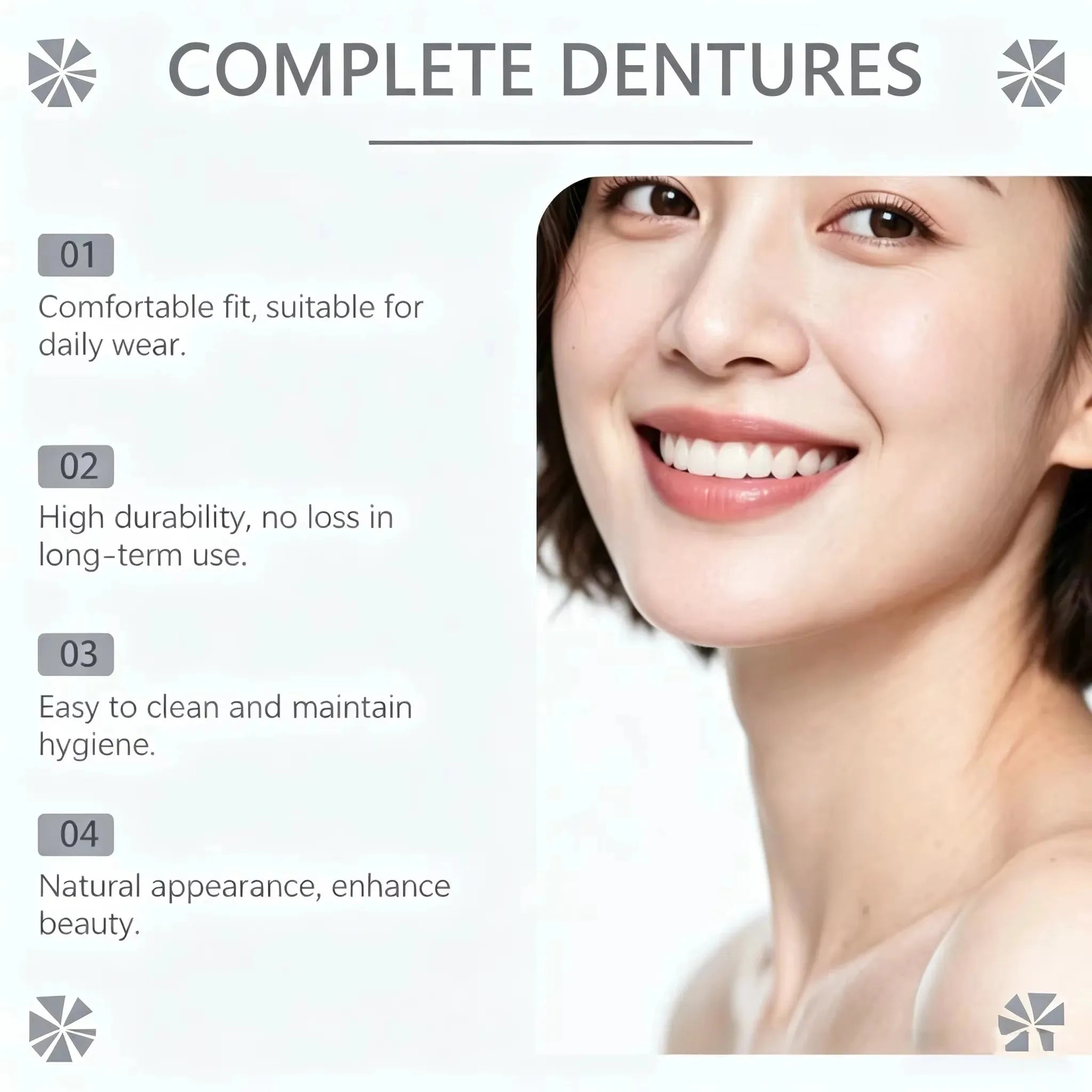 Comfortable Soft Silicone Full Set Dentures for Natural Smile - 6